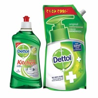 Dettol Kitchen Gel - 400 ml (Lime) with Dettol Original Liquid Soap Refill - 750 ml