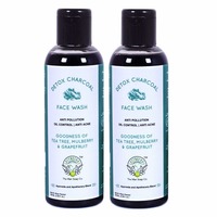 Greenberry Organics Detox Charcoal Face Wash With Tea Tree, Mulberry & Grapefruit Extract - Pack Of 2 (100 Ml X 2) 