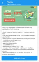 Upto 600 cb (Flat 10%) on no minimum booking + Get additional 10% cashback upto max Rs 400 using Apay balance on Haptik App for domestic & international flight booking. (As good as 1000 on 6K booking)