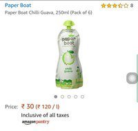 LOOT Paper-Boat-Chilli-Guava-250ml Pack of 6 @ ₹30