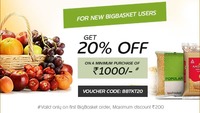 BigBasket: 20% off on New User & 8% off for Existing users (Offer only for TicketRestaurant  MealCard Users); Also Get a Chance to Win 250 Amazon Voucher