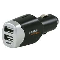 AmazonBasics 4.0 Amp Dual USB Car Charger for Apple and Android Devices - Black 