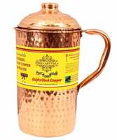 Indian Art Villa Hammered Pure Copper Jug Pitcher Serveware