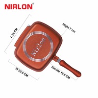 Nirlon Non-Stick Ceramic Frying Pan, 22.5cm, Brown/White