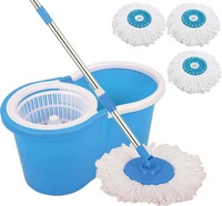 CheckSums 11031 Magic Dry Bucket Mop - 360 Degree Self Spin Wringing With 3 Super Absorbers for Home & Office Floor Cleaning-Multicolor Mop Set