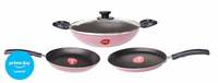 Pigeon Basics Aluminium Nonstick Cookware Set, Set of 3, Pink