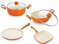 Nirlon Ceramic Cookware Set, 4-Pieces, Orange (39_42_45_46)