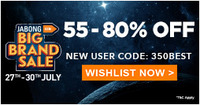Jabong Big Brand Sale (27-30 July) | 55-80% off + 100% Cashback*+ Extra 10% cashback with HDFC Cards