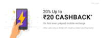 20% up to ₹20 cashback if the transaction is a customer's first ever prepaid mobile recharge on PhonePe.