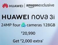 Flat 1500 discount  purchase of Huawei Nova 3i smartphones using Axis Bank Cards at Amazon | 7-8 Aug