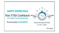 Paytm: Happy Hours Sale: Flat 750 cashback on flight tickets