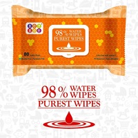 Bey Bee Hypoallergenic Baby Water Wipes for New Born Babies with Fliptop Lid, 80 Wipes