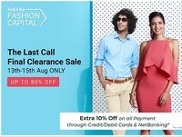 Flipkart:  10% Instant Discount upto Rs 500 with Debit Cards, Credit Cards & Net banking on purchase of selected Fashion products