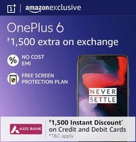 Flat Rs.1,500 Instant Discount with Axis Bank Debit & Credit Cards on one plus 6