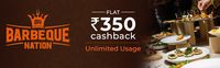 Barbeque Nation's Offers : Flat 350₹ Cashback on 1000 & Above || Unlimited Usage