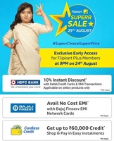 Flipkart Superr sale 25 aug :- Extra 10% Instant Discount using HDFC Cards on Selected Products