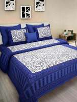 Cally 100% Pure Cotton Supreme Quality King Size Double Bedsheet with 2 Zippered Pillow Covers 