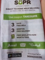 (Mumbai Only) 3 Day free milk + 3 month Free Delivery + Free Insulated bag worth Rs 500 with 30 day subscription 