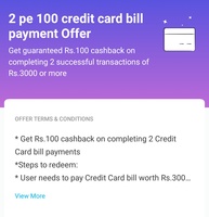 Paytm - Get guaranteed 100 cashback on doing 2 credit card bill payments [One Transaction Each Month]  [Currently Only Kotak & Indusind cards]