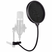 Juarez Pf-100 6-Inch Studio Microphone Pop Filter Shield Mask, Double Mesh Wind Screen With 360° Flexible Gooseneck And Quick Mount Or Release Clamp
