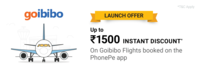 Phonepe Goibibo Flights Launch - 5% discount upto 1500 discount on goibibo flights booking in PhonePe App