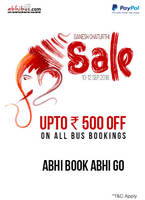 Abhibus Ganesh Chaturdhi Sale - 10% off upto 150+50% PayPal cashback upto 350 (For First time PayPal users on Abhibus)