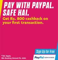 Get 800rs cashback on first transaction with paypal at Easemytrip website(Min: 4000)