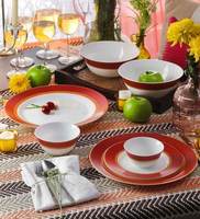 Diva Sovrana Ameerah Red Opal Ware Dinner Set - Set of 33 by La Opala