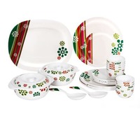 Borosil Milano Fancy Melamine Dinner Set, 31 Pieces, White