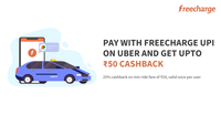 Uber - Pay with freecharge UPI and get 25% cashback upto 50 (min: 20)