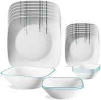 Corelle Square Round Livingware Rain Drops 21 Pcs Dinner Set