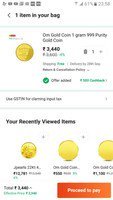 Gold Coin 1gm 999 @ 2940 after cashback