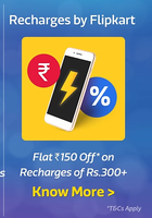 Recharge Offer - Flat Rs. 150 OFF Recharge Rs. 300 Or More On Flipkart ( 10 - 15 OCTOBER )