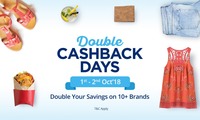Paytm Double cashback days : Get double cashbacks on Branded Vouchers (1 October to 2 October)