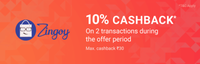 [PhonePe] 10% cashback up to ₹30 on first 2 transaction during the offer period on Zingoy website