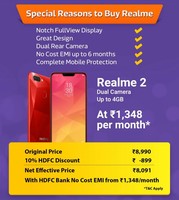 LIVE - Realme 2 @ ₹8091 with 10% HDFC Discount