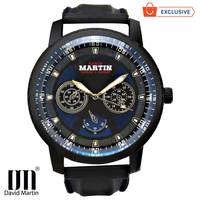 Imported Premium Dome Glass;Round Black Dial Leather Analog Watch for Men by World Square@free
