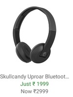 Skullcandy Uproar Bluetooth Headset with Mic (Grey Black, On the Ear)