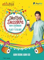 Abhibus Dussehra  Special Offer - Pay with paypal & Get Flat 175 off + 100% cashback upto 500 abhicash (Min: 300)