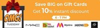 Nearbuy OMG Tuesday Flash Sale 6-7 PM :- Flat 10% discount on Gift Cards