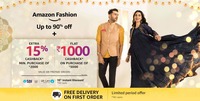 Amazon fashion offers : Up to 90% off + Extra 15% cashback on min purchase of Rs. 2000 | Flat Rs. 1000 cashback on Rs. 5000