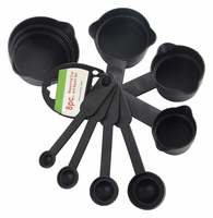 Floraware Plastic Measuring Cups and Spoons, 8-Pieces, Black