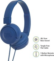 JBL T450 BLUE Wired Headset with Mic (10% Cashback* on payments through PhonePe)