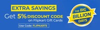 Get 5% discount code on FLIPKART GV purchase at Nearbuy||valid on next no min. Orders