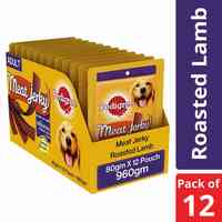 Pedigree Meat Jerky Stix, Lamb Flavoured Adult Dog Treats – 80 g (Pack of 12)