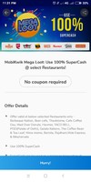 loot - mobikwik use 100%supercash at select stores upto rs 100.