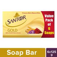 [ 31 % OFF ] Santoor Gold Soap, 125g (Pack of 6) 