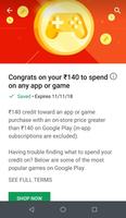 RS 140 to spend on any app or game - Google play