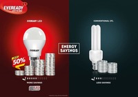 Eveready B22 Base 9-Watt LED Bulb (Pack of 2, Cool Day Light) with Free 4 1015 AA carbon zinc batteries 