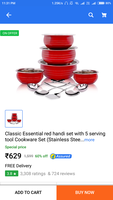 Classic Essential red handi set with 5 serving tool Cookware Set